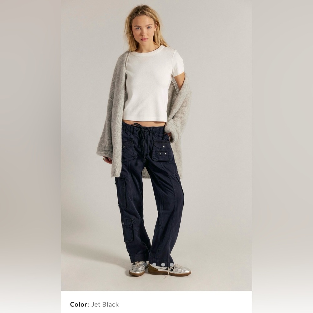 Free People We The Free Tahiti Cargo Pants - Size Small, Jet Black NWOT